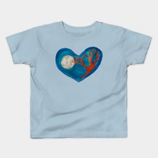 Moon with Tree Heart Kids T-Shirt